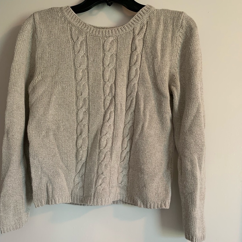 Tan Ann Taylor Sweater with Braided Detail